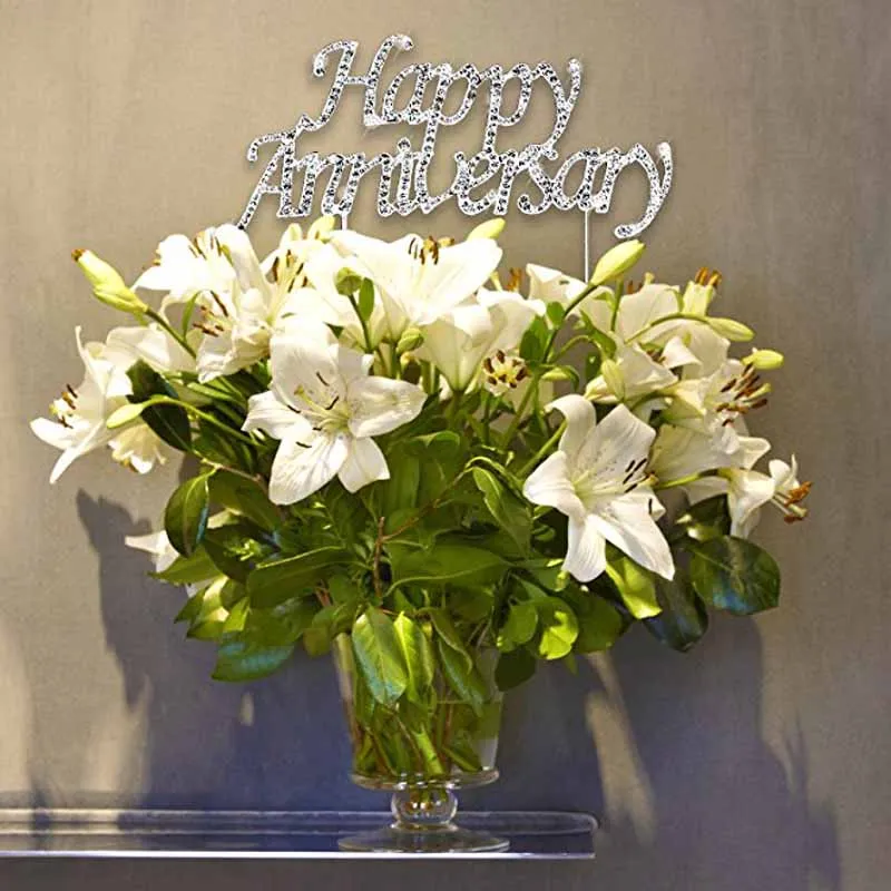 Happy Anniversary Cake Topper For 10th 20th 25th 30th 36th 40th 50th 60th 70th Wedding Anniversary Table Centerpiece Decoration Party Diy Decorations Aliexpress