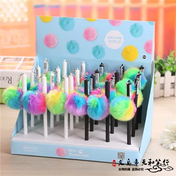 

24 Pcs Gel Pens Color Hair Bulb Black Colored Kawaii Gift Gel-ink Pens Pens for Writing Cute Stationery Office School Supplies