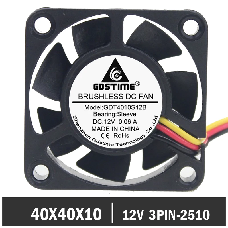 Кулер для процессора 2 шт./лот Gdstime 40 мм 4 см 3 контакта 12 В 4010 дюйма|case fan|3 pinpc cpu cooler |