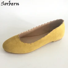 Sorbern/Желтые женские туфли на плоской подошве с круглым носком без застежки; женская обувь на плоской подошве; Весенний стиль; цвета на заказ размера плюс US4-15