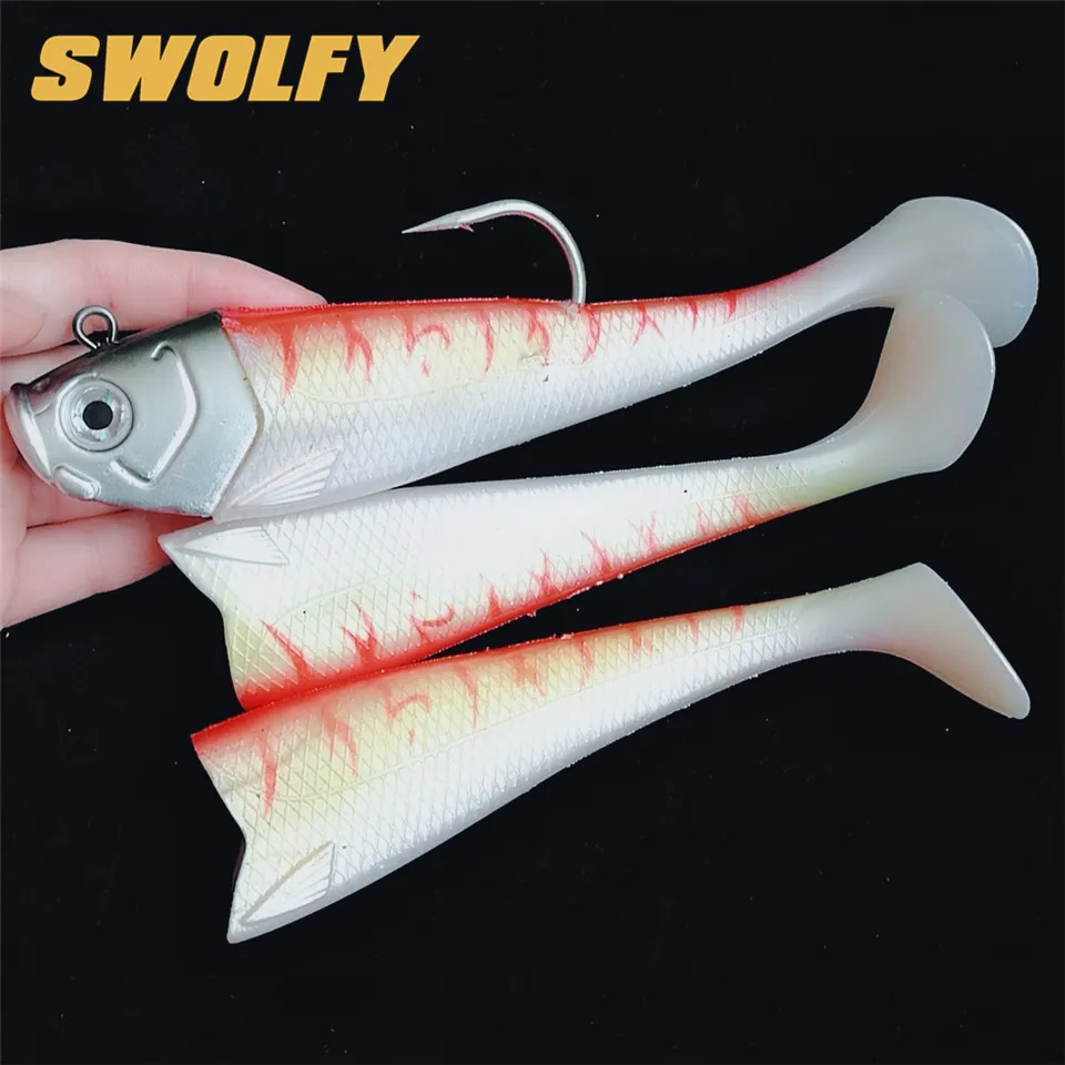 Swolfy Jig мягкая рыболовная приманка 300 г, свинцовая наживка для басов, пресная соленая вода, яркое тело, отсадка, Тонущая, свинцовая головка, силиконовая наживка