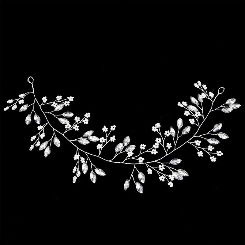 Luxury Crystal Wedding Hair Accessories Headband Simulated Pearl Bridal Hair Vine Hairbands Crown Headpiece Bride Tiara Jewelry