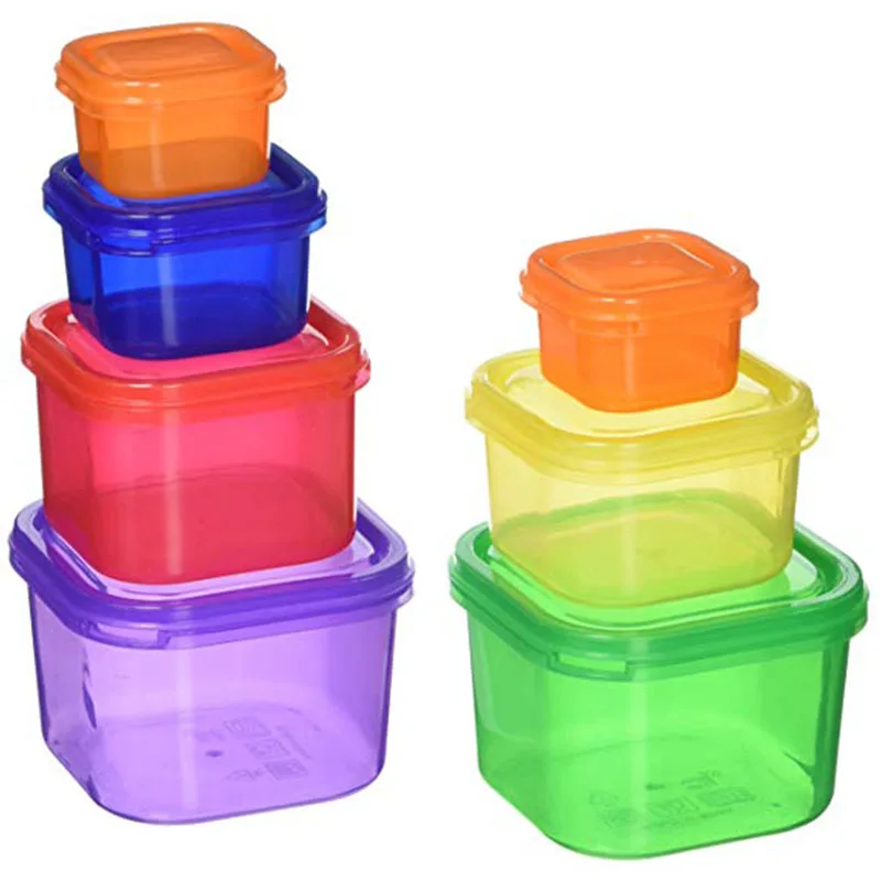 Пластиковая коробка 7 шт./компл. Ланчбокс многоцветная часть управления Комплект контейнеров BPA бесплатные крышки маркированная порционная коробка Bento для хранения еды хранения содержит