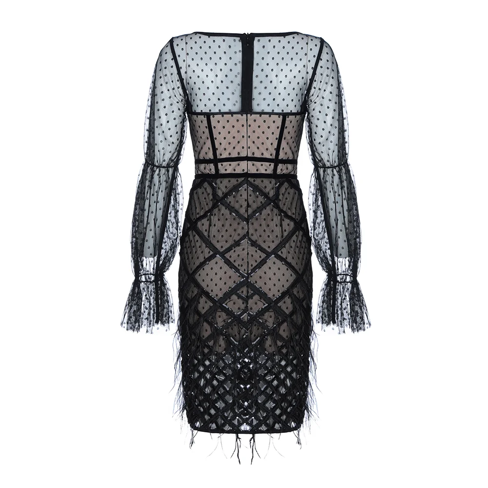 High Quality Slip Strapless Black Lace Full Bodycon Rayon Bandage Dress Club Party Elegant Dress (17) - 