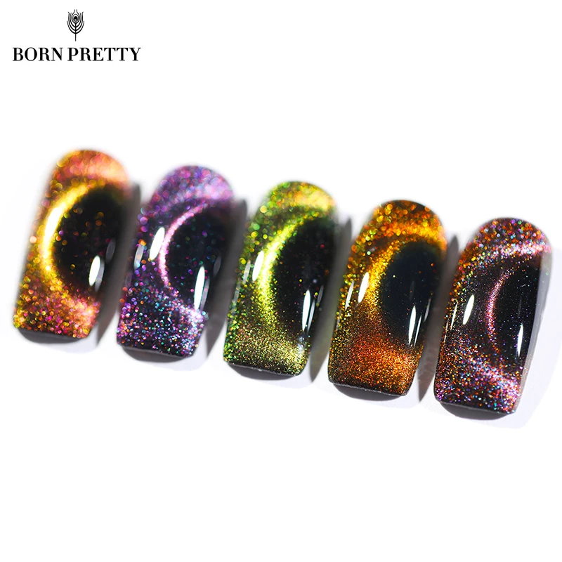 

BORN PRETTY Holographic Chameleon Cat Eye Nail Gel 5ml Magnetic Soak Off UV Gel Manicure Nail Art Varnish Black Base Needed
