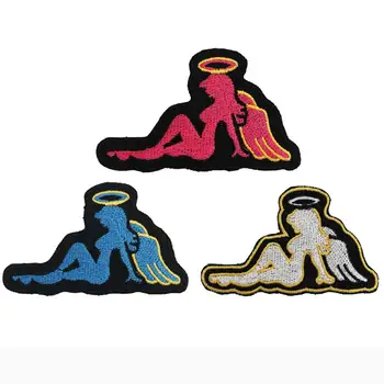 

Angel lady rider Embroidered punk biker Patches Clothes Stickers Apparel Accessories Badge