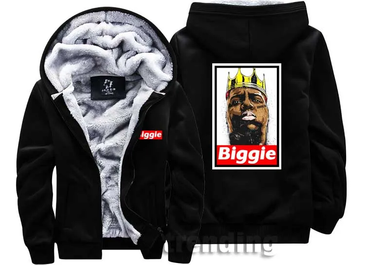 Модная мужская теплая Толстая куртка, зимняя теплая куртка biggie tupac rap в стиле хип-хоп, музыкальная уличная бархатная толстовка, топ с капюшоном - Цвет: style 5