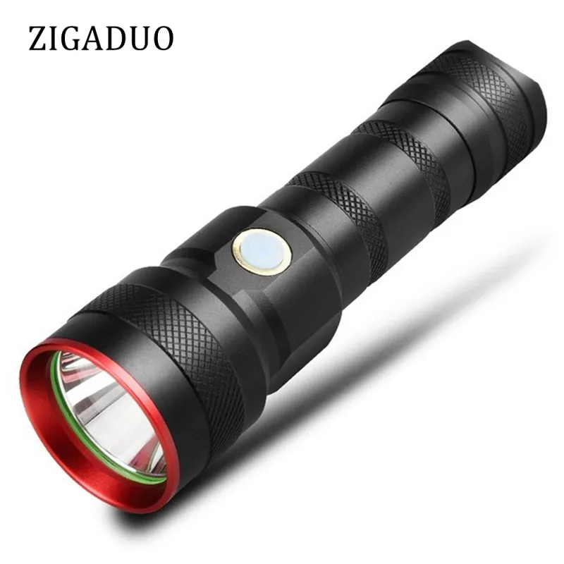 

USB Charging port LED Flashlight T6 4000LM Waterproof Torch use 18650 or 26650 Battery Aluminum Flash Light For Hunting Black