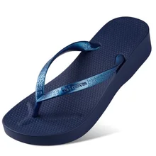 Для женщин сандалии на платформе на высоком каблуке пляжные шлепанцы; шлепанцы на танкетке; модные сланцы Летняя обувь; женские домашние тапочки; сезон зима