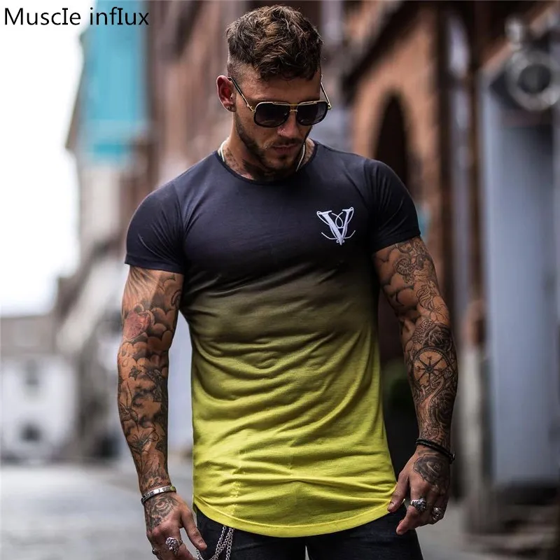 

New Clothing Fashion T Shirt Men Compression Breathable Mens Short Sleeve Fitness t-shirt Gyms Tee Tight Casual Top