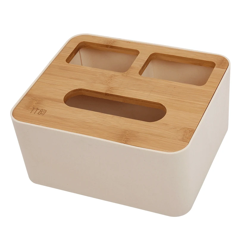 Bamboo Rectangular Tissue Box Can Put Mobile Phone And Air Conditioning Remote Control Storage 3164 | Дом и сад