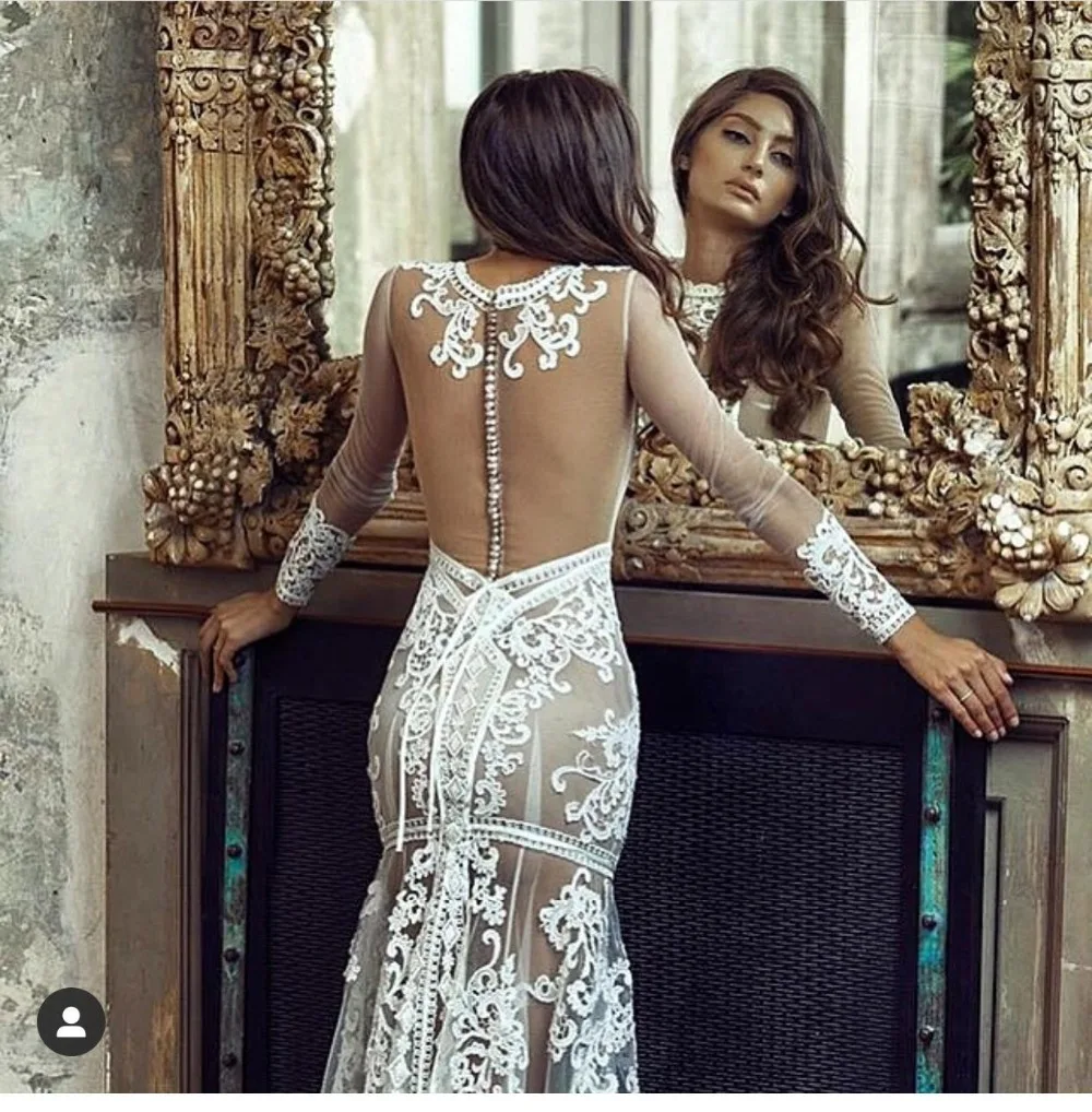 Eslieb свадебное платье Русалка ручной работы высокого качества камни и волосы на лифе с длинным рукавом HA115