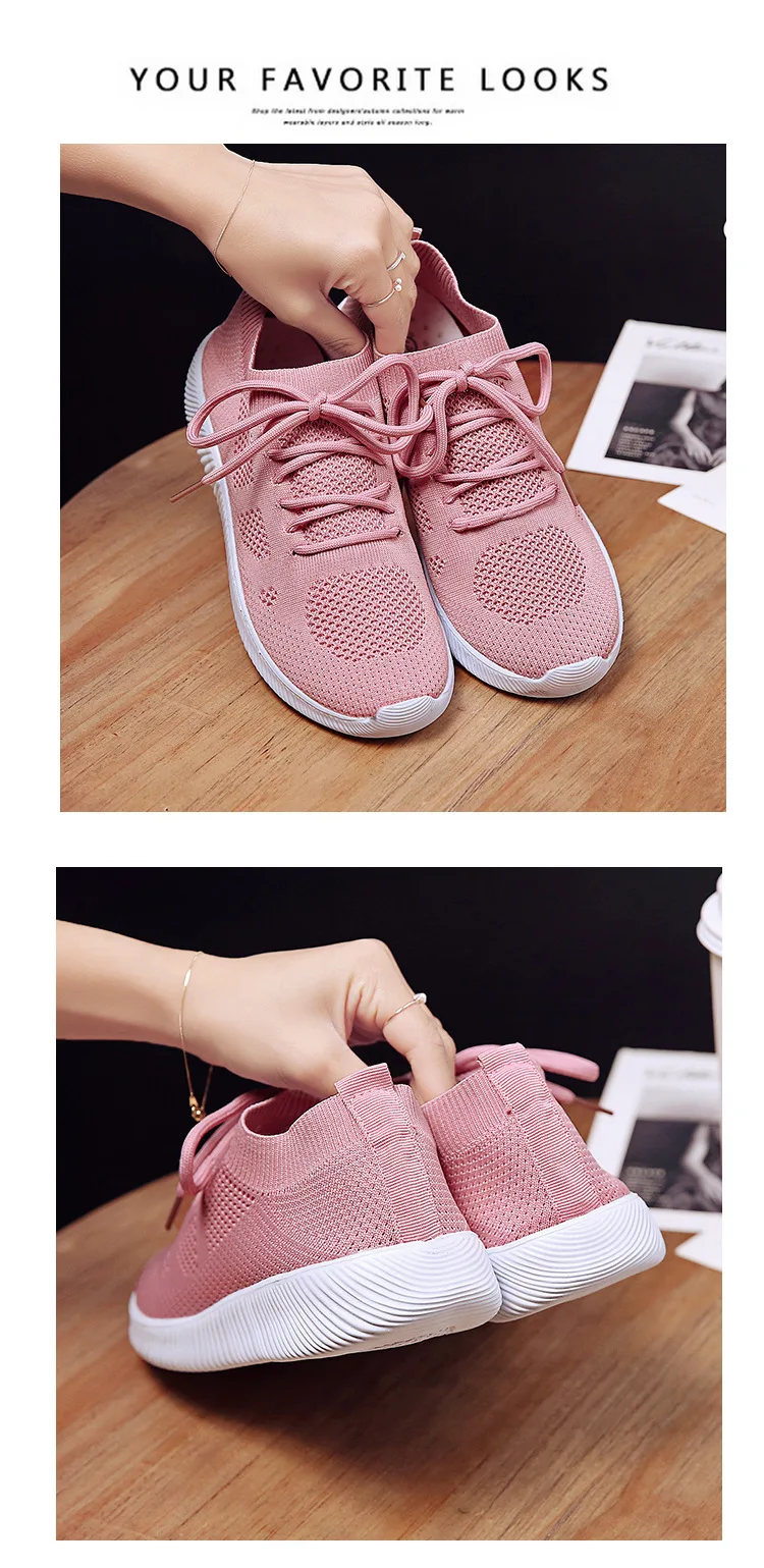 Летние носки; женские кроссовки; модные кроссовки на шнуровке; tenis feminino; сетчатые кроссовки; вязаная Вулканизированная обувь; Calzado Mujer