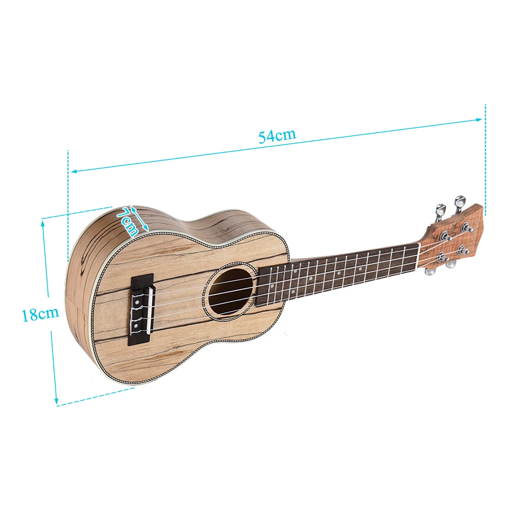 Хорошее качество ammoon Soprano Ukelele 21 дюймов Spalted клен тело палисандр гриф Гавайская гитара укулеле набор