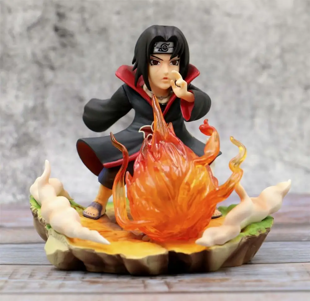 

Cartoon Anime Naruto Akatsuki Uchiha Itachi with Fire GK PVC Action Figure Statue Collection Model Kids Toys Doll Gift 13cm
