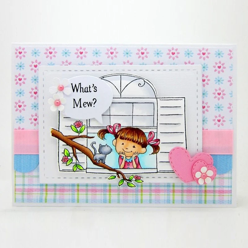 

What's Mew & Girl and Cat Clear Stamps for DIY Scrapbooking Craft Making Decoration Transparent Stempels New Silicone Seal