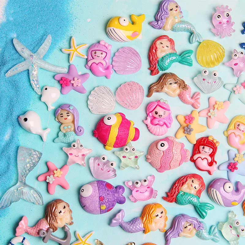 Boutique Ocean Blessing Bag Resin Marine Animal Figure Toys Vinyl Accessories Set Epoxy Mobile Shell Slim Crystal Clay Filler
