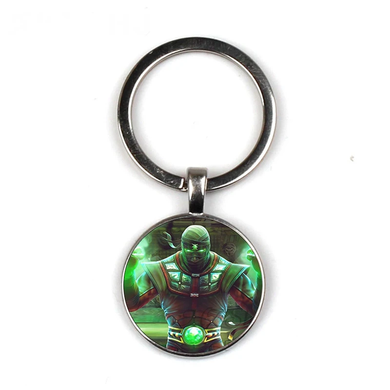 

Arrival Mortal Kombat Keychain Handmade Glass Dome Scorpion Sub Zero Jewelry Steampunk Keychain