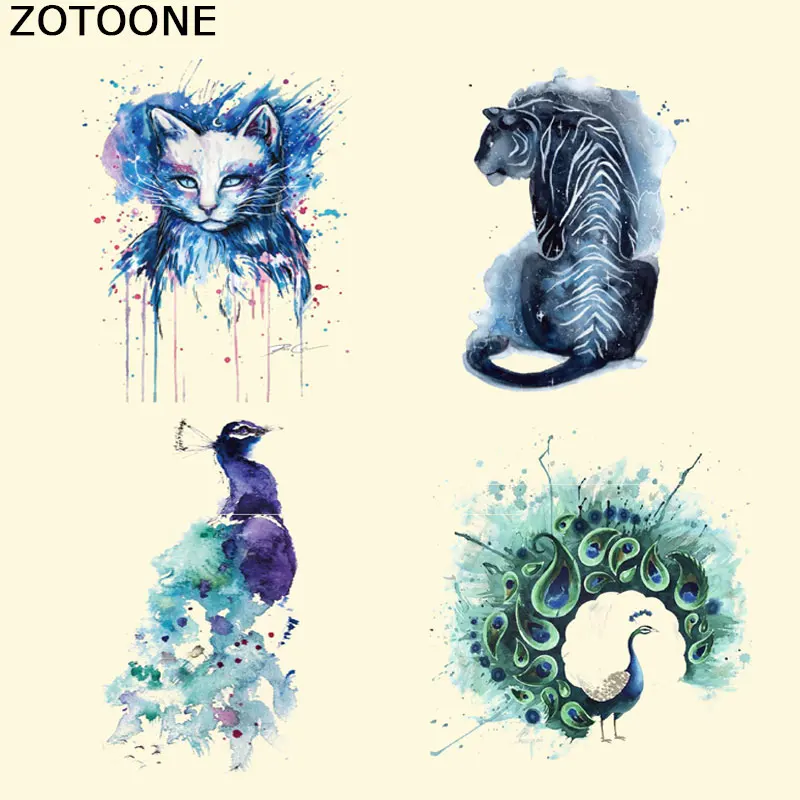 ZOTOON Eanimal наклейки утюгом нашивки для одежды DIY значки теплопередачи Павлин волк