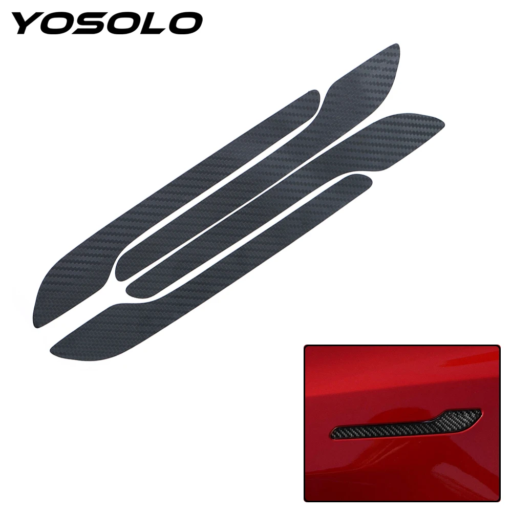 

YOSOLO 4 Pieces/Set Car Door Handle Sticker DIY Anti-scratch Door Handle Wrap For Tesla Model 3 Protector Decals Decorative