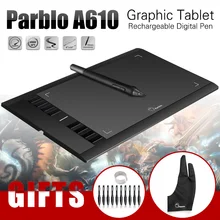 Best Buy Parblo A610 ( +10 Extra Nibs) Graphics Drawing Digital Tablet 2048 Level Pen + Anti-fouling Glove (Gift)