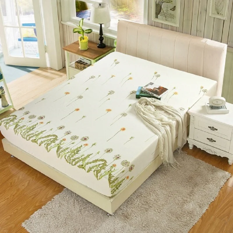 1pcs 100Polyester Printed Solid Fitted Sheet Mattress Cover Four Corners With Elastic Band Bed