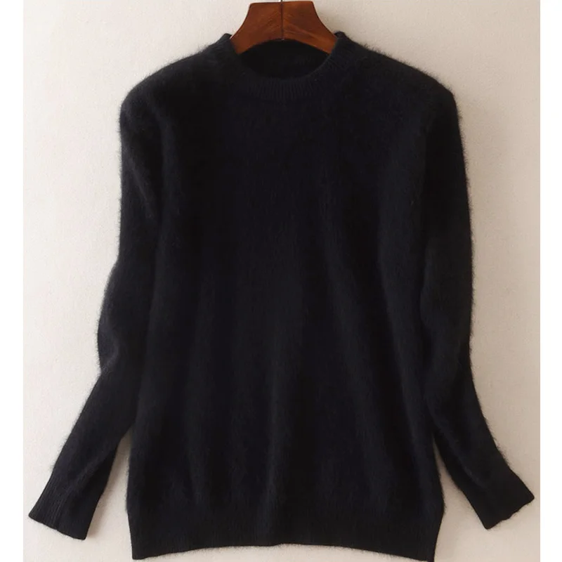 Распродажа, Зимний брендовый мужской свитер с высоким круглым вырезом, 100 норковый кашемировый свитер, пуловер с высоким воротником, мужской Рождественский свитер - Цвет: O Black