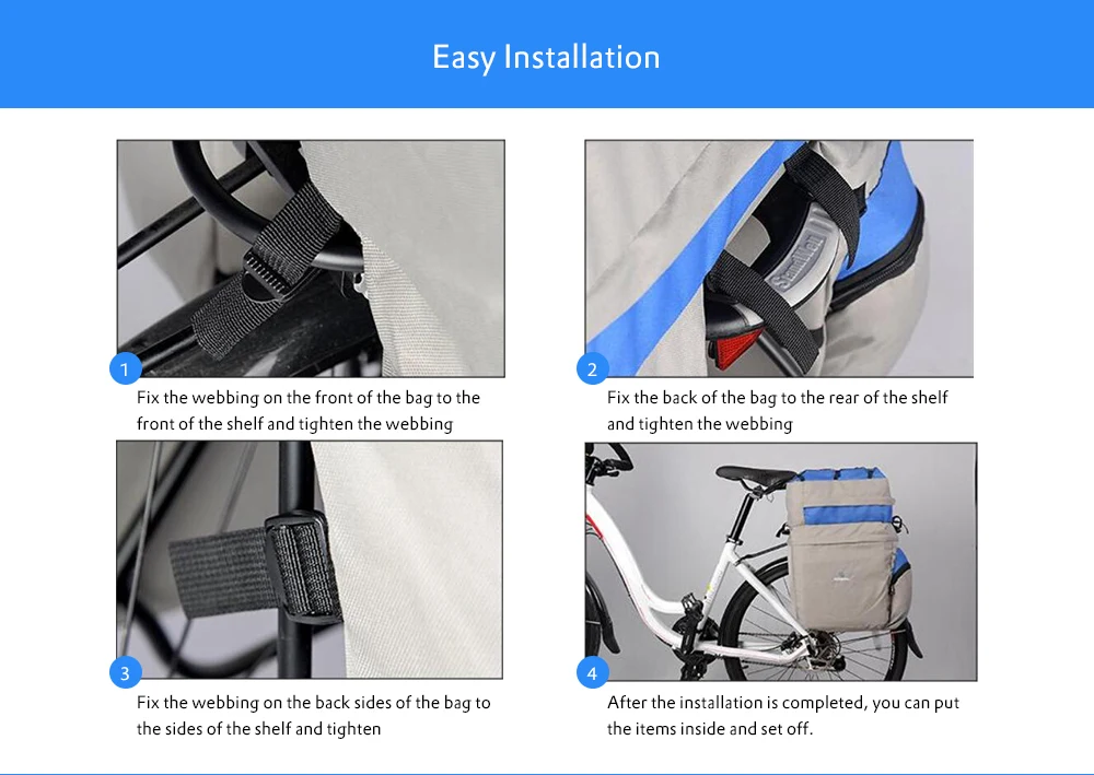 Excellent ROSWHEEL 14950 60L MTB Bicycle Bag Back Seat Double Side Bags with Rain Cover Light Reflective Tape Bike Bag Cycling Bag 4