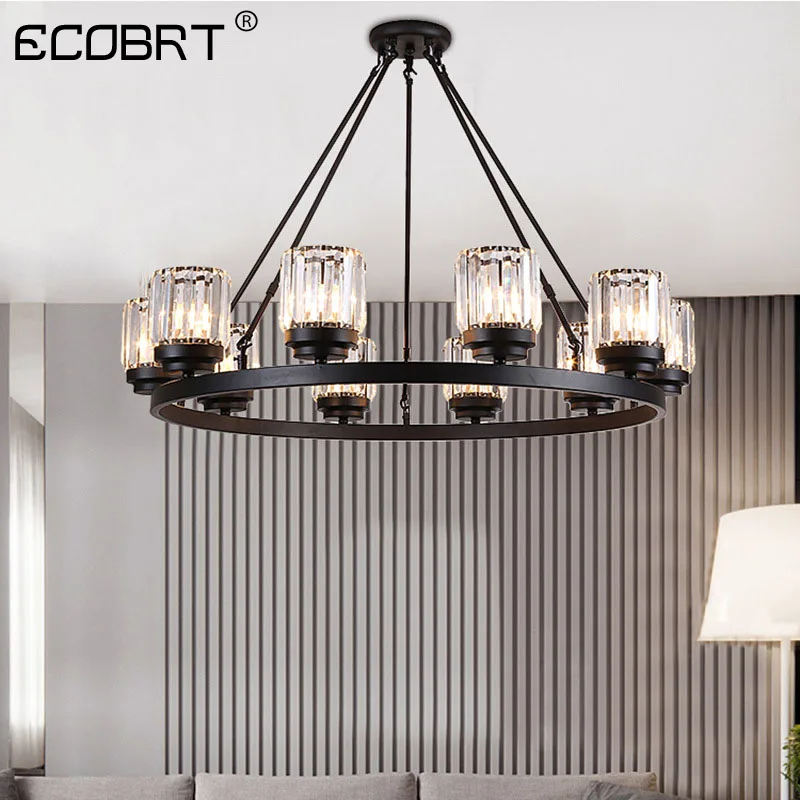 Modern LED crystal chandelier E27 bulb 3/6/8/10 head retro hotel restaurant bedroom living room lighting wrought iron home decor