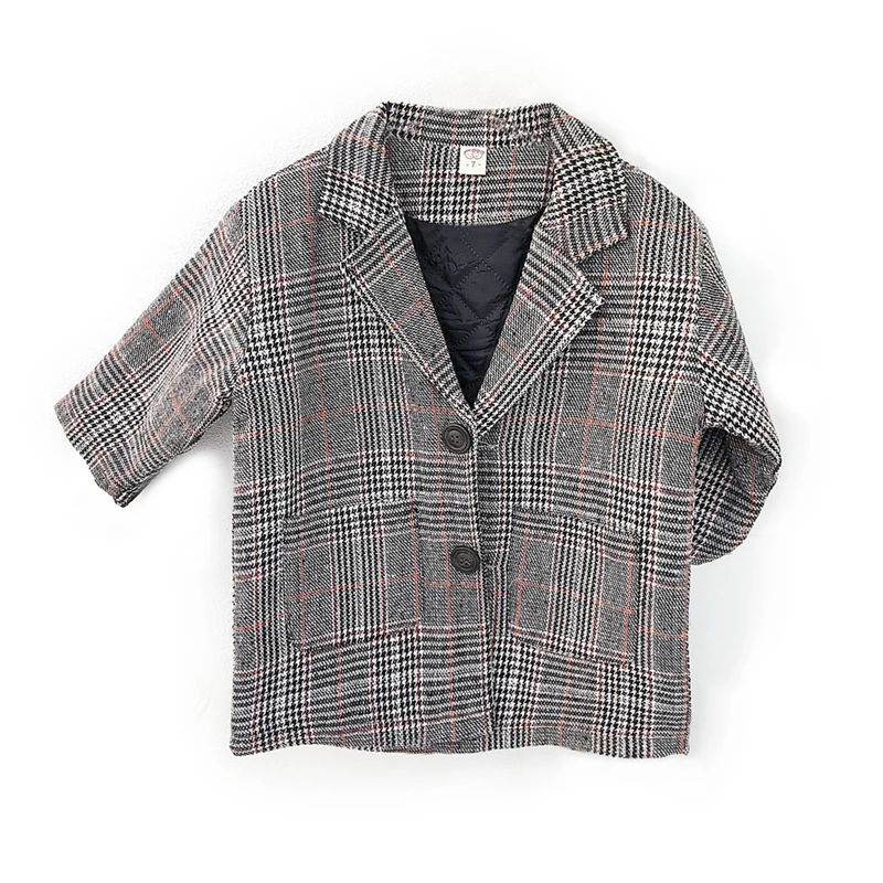 

DFXD High Quality England Style Baby Girl Winter Long Plaid Single-breasted Fashion Coat Children Girls Outwear 2-8Years