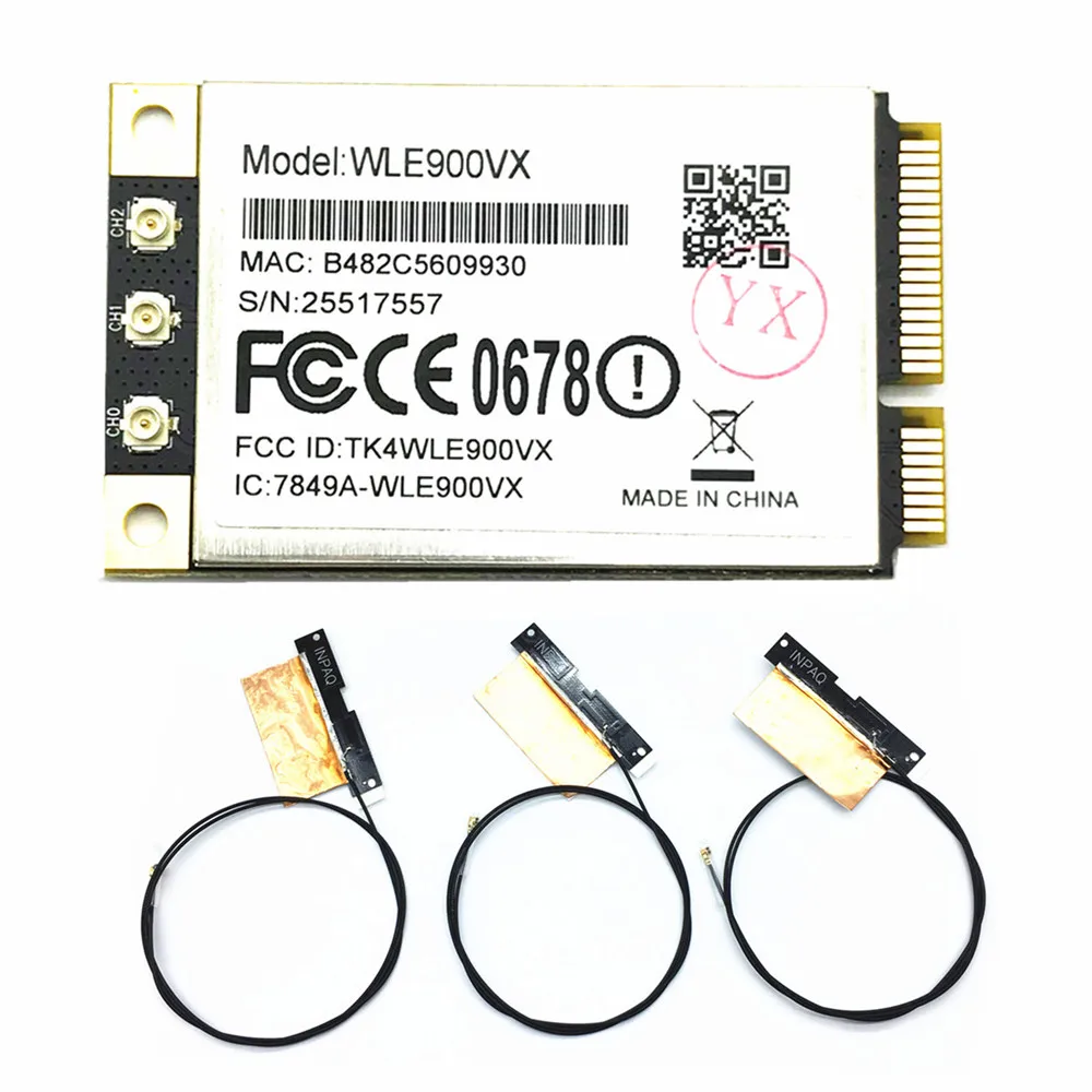 Atheros QCA9880 802.11AC 1300 Мбит/с 802.11AC Двухдиапазонная Беспроводная мини PCI-E WiFi сетевая карта поддержка Linux Compex WLE900VX - Цвет: with cable