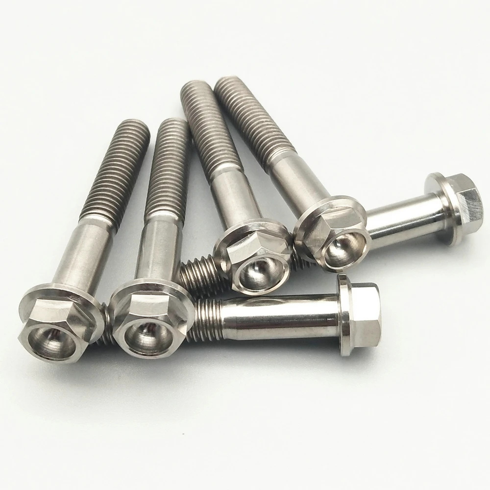 

Titanium Bolts M5 M6 and M8 M10 DIY MTB Burned Steel Color Flange Head Outer Hexagon Ti screws Ti fastener 4pcs