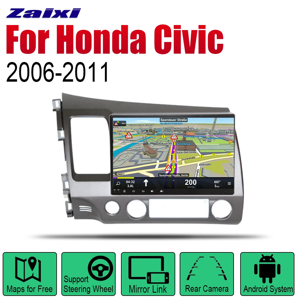 

Auto Radio 2 Din Android Car Player For Honda Civic 2006~2011 GPS Navigation BT Wifi Map Multimedia system Stereo