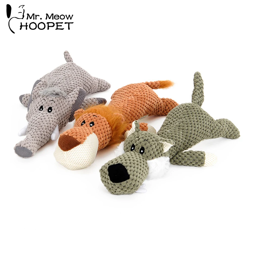 

Hoopet Pet Toy Puppy Training Toy Chew Squeaky Interactive Sound Toys Squeaker Elephant Wolf Lion Dog Toy For Children Play