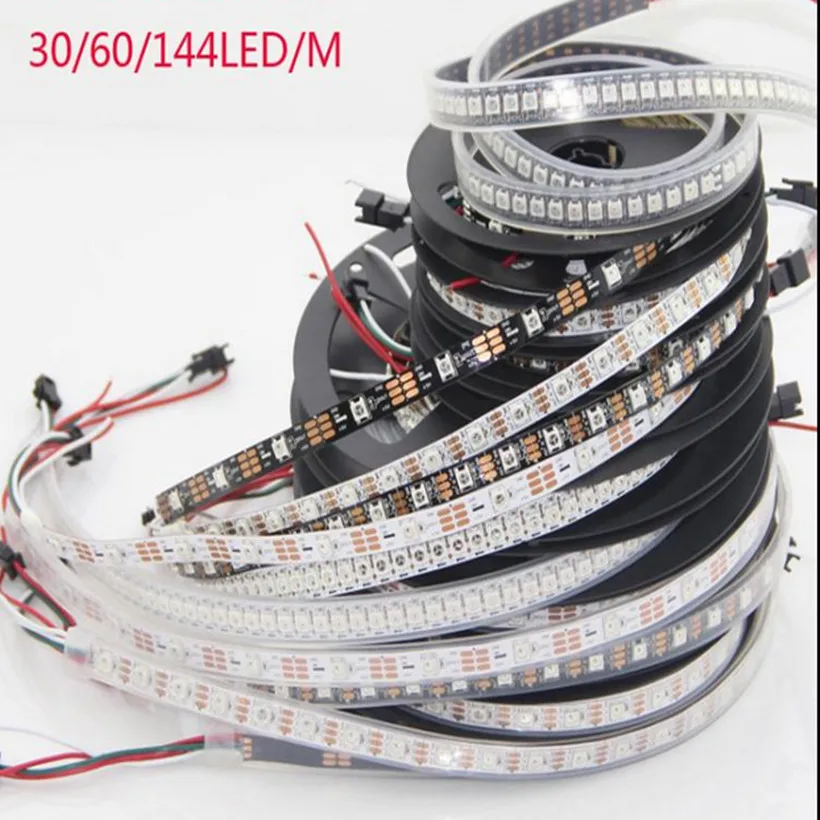 DC5V ws2812b Built-ic2811 ic индивидуально адресуемых 30/60 светодиодов/m 5050 smd rgb светодиодные полосы, 1 ic control 1 led 5 м/рулон