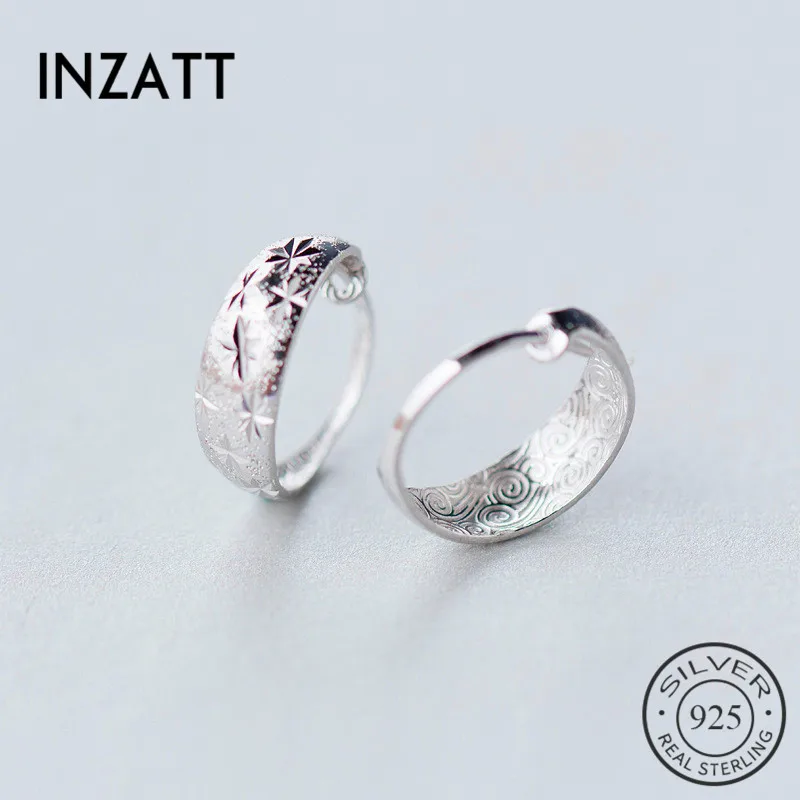 INZATT, настоящее 925 пробы, серебряные, минималистичные, геометрические, блестящие, в форме звезды, серьги-кольца для женщин, вечерние, модные, хорошее ювелирное изделие, аксессуары