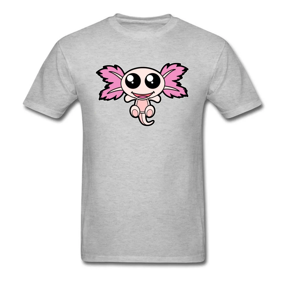 Pinky The Axolotl Casual Short Sleeve Tees Father Day Round Neck 100% Cotton Fabric Boy T Shirt Casual Tee-Shirt Funny Pinky The Axolotl grey