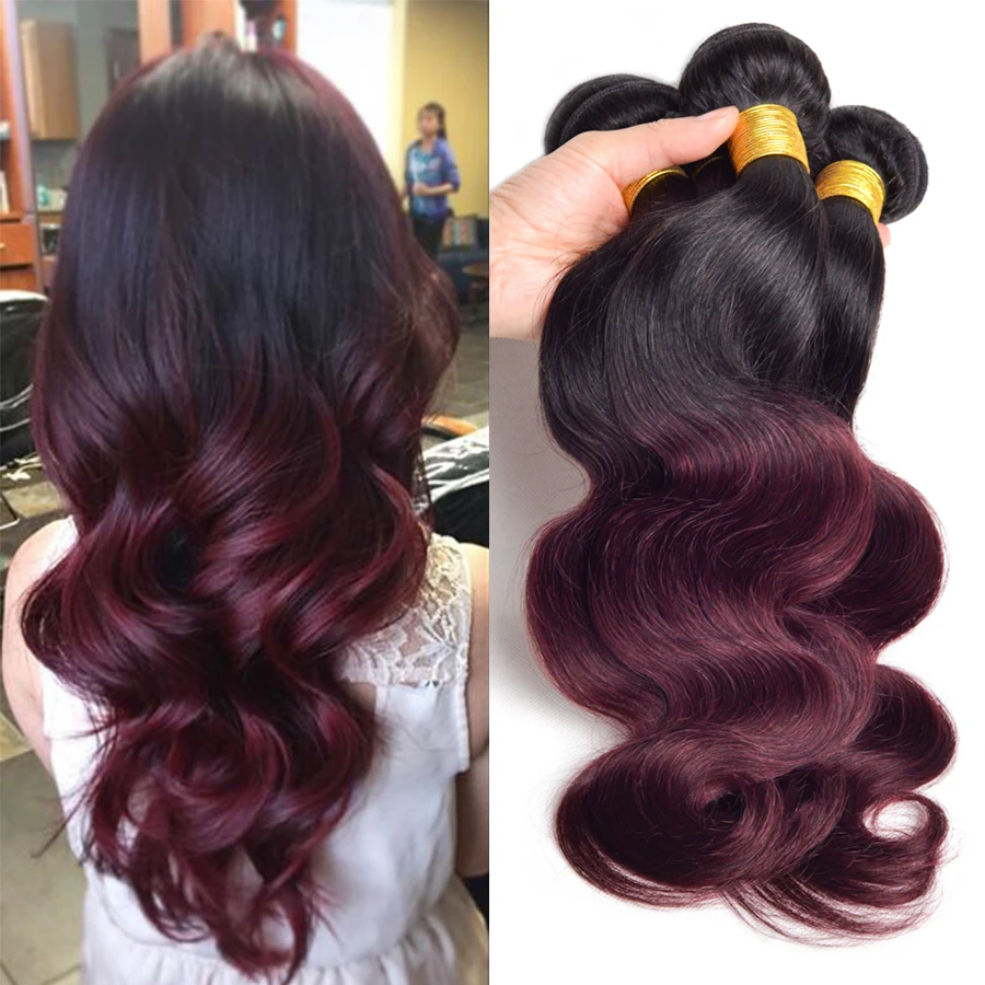 7A Peruvian Virgin Hair Body Wave T1B/33 T1B/99J Ombre Human Hair Bundles Burgundy Peruvian Ombre Hair Cheap Peruvian Body Wave