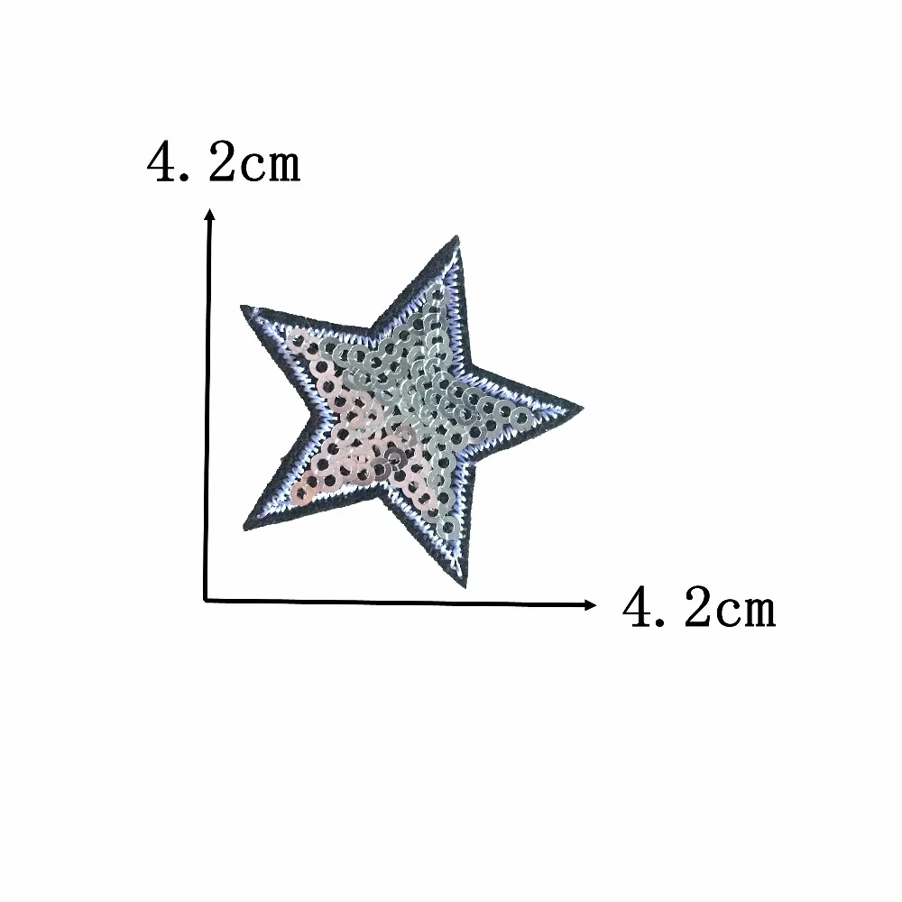 

20pcs/lot Silver Star Badge Patches for Clothing Iron on Sequns Cloth Patches DIY Decoraion Accessories Embroidery Appliques