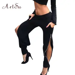 Арцу боковая молния черные брюки женские уличные брюки сексуальные узкие брюки осень зима BottomCasual брюки женские ASPA30004