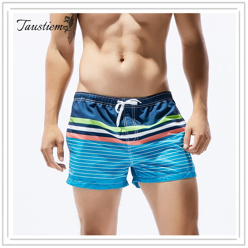 Taustiem Brand Men Board Beach Shorts Swimwear Swimsuits Boxers Trunks
