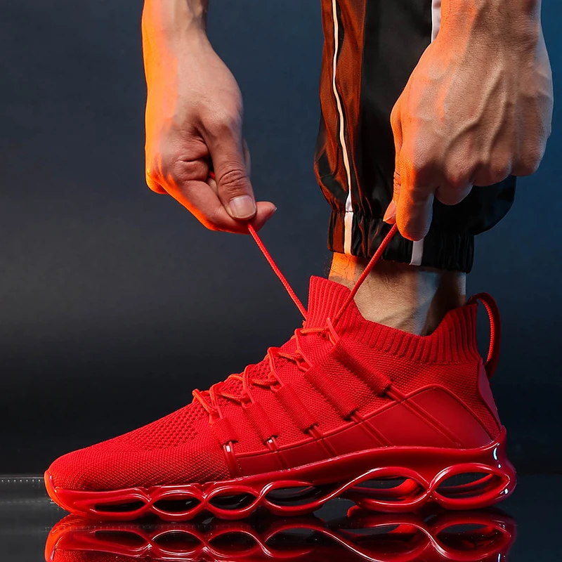 Baideng/дышащая мужская обувь для бега; женская спортивная обувь высокого качества для мужчин; черные, красные мужские кроссовки; Zapatos de Hombre