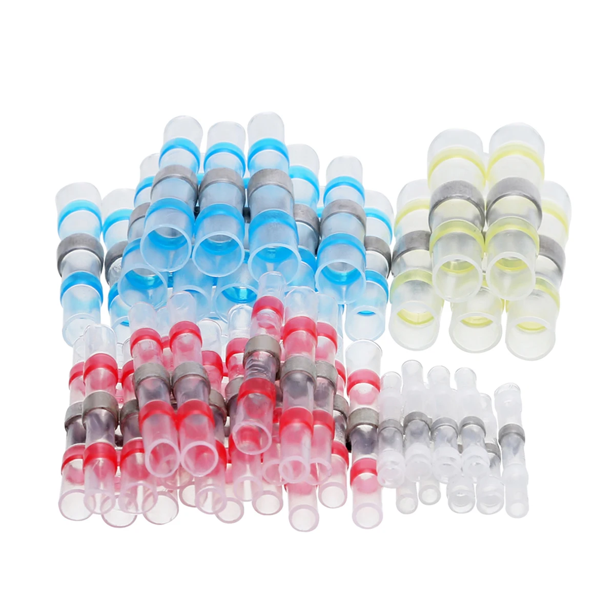 100Pcs Mixed Heat Shrink Sordering Terminals Solder Sleeve Tube Electrical Wire Splice Butt Connectors Kit with Box