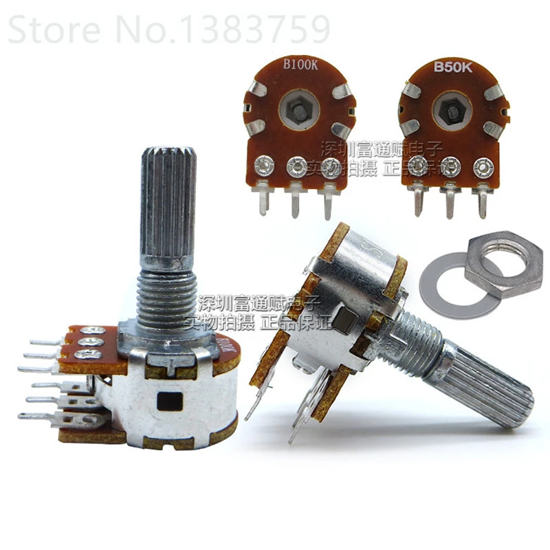 2pcs Wh148 Type 16 Double B50k B100k Volume Potentiometer Shaft Length
