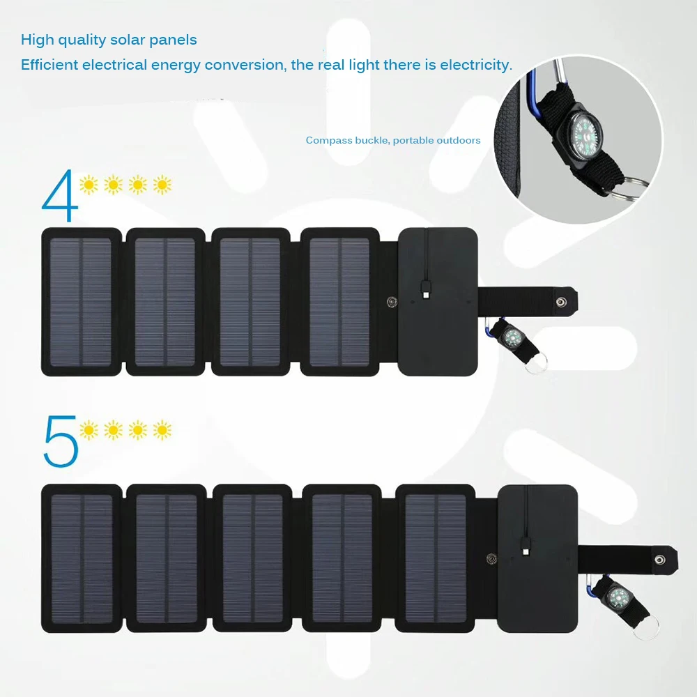 

Universal Foldable SunPower Folding 10W Solar Phone Charger 5V 2.1A USB Output Devices Safe Portable Solar Panels For Smartphone