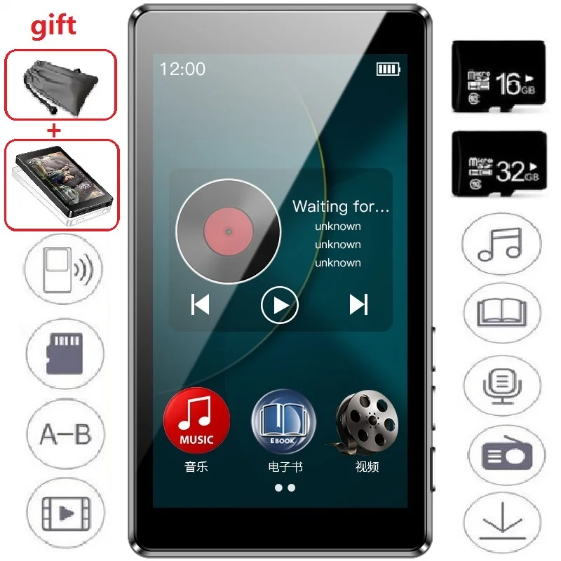

2019 Newest RUIZU D20 MP3 Player 3.0 inch HD Full Touch Screen FM E-Book HiFi Audio Music Player Support TF Card