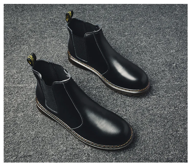 Г. Осенняя Брендовая обувь мужские ботинки челси Ботильоны черные, Красные Мужские ботинки в британском стиле из мягкой кожи больших размеров