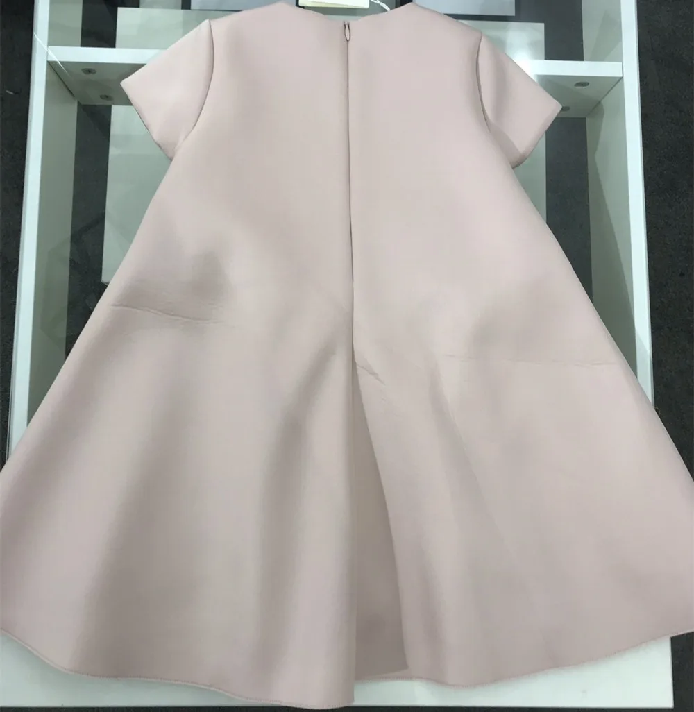 Girls Pink&Red Solid Dress For Girls With Brown Bowknot Formal Dresses Party Princess Dress Costume for Children Girls Clothing