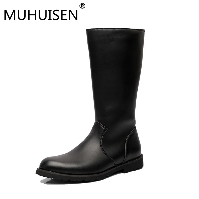 

Men Boots Genuine Leather Winter With Ankle Low Heel Boots Zip High Quality Leather Boots Autumn Winter Men Long Boots