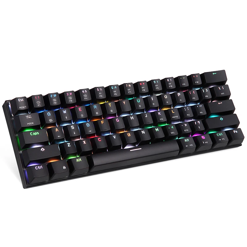 

Motospeed CK62 Bluetooth Wireless+USB Wired Dual-Mode Connect Mechanical Keyboard 61 Keys RGB LED Backlit Gaming Keyboard